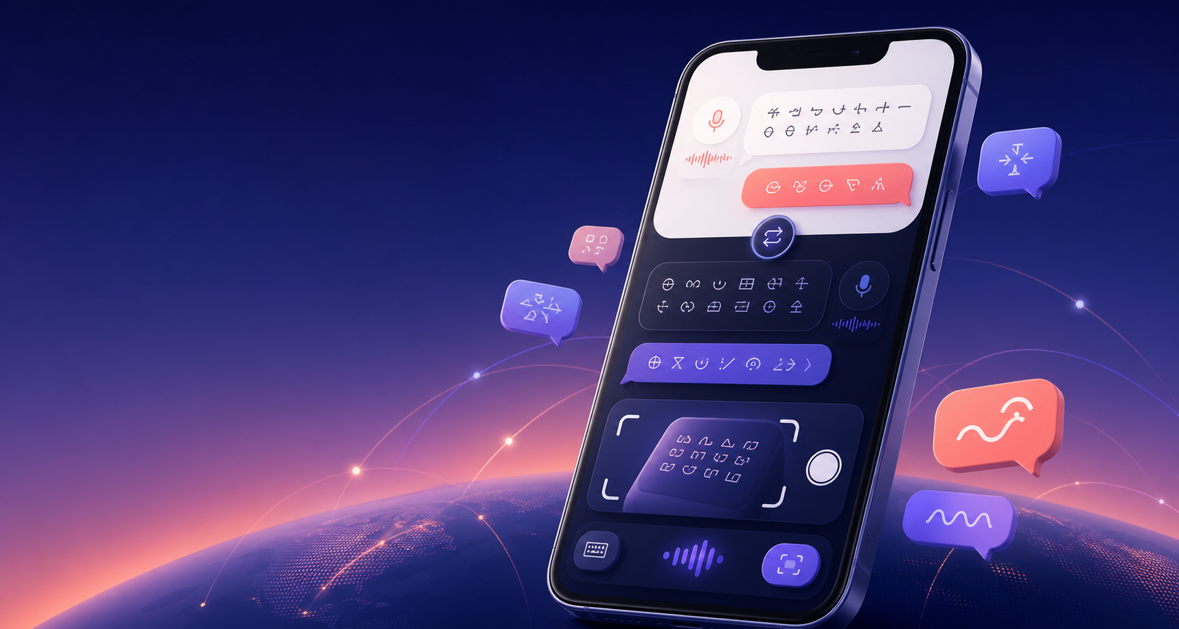 Locelo translation app with voice, text and camera modes